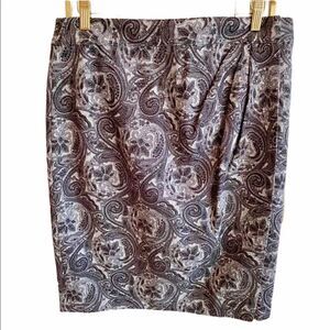 Talbots Wool Blend Paisley Wrap Skirt Lined